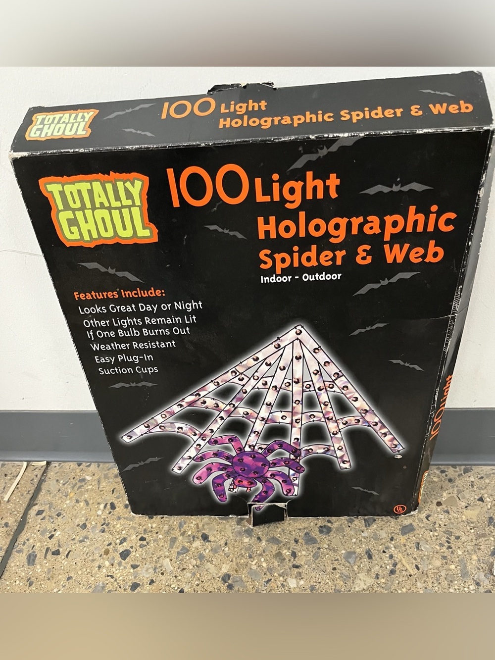 100-Light Holographic Spider & Web - Purple/White